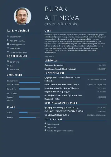 Çevre Mühendisi CV Örnekleri cv indir